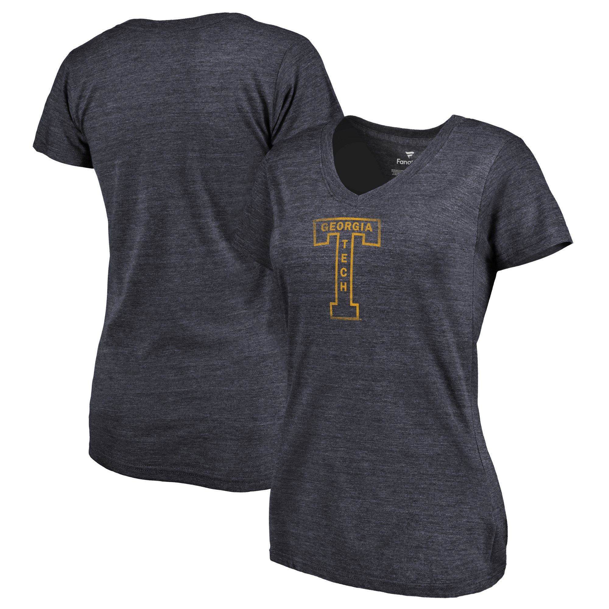 2020 NCAA Fanatics Branded GA Tech Yellow Jackets Women Navy College Vault Primary Logo TriBlend VNeck TShirt->ncaa t-shirts->Sports Accessory